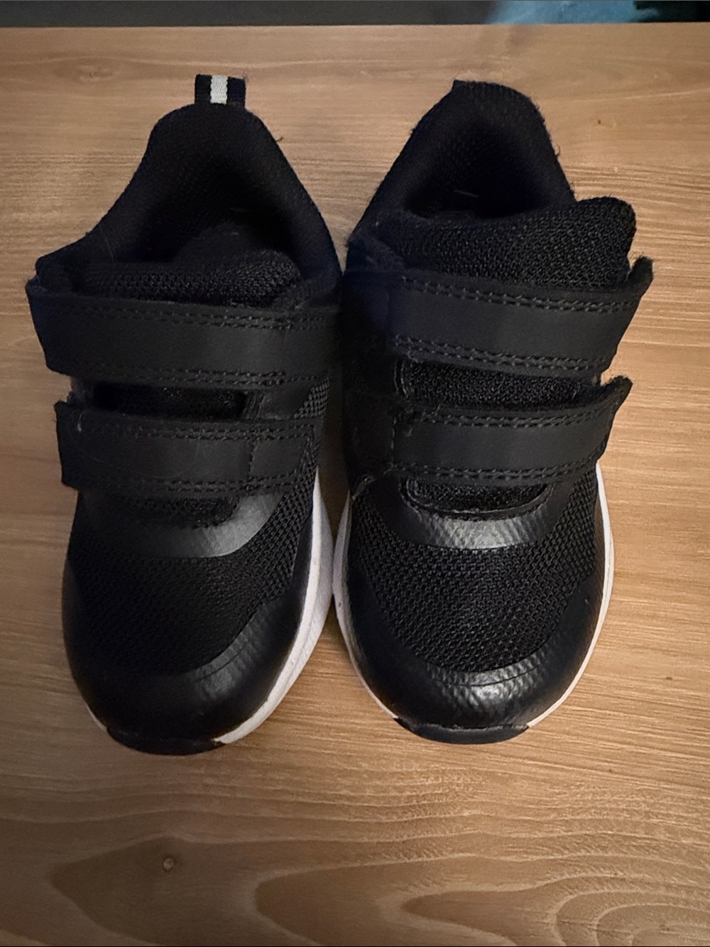 Kids Black Athletic Sneakers with Velcro straps